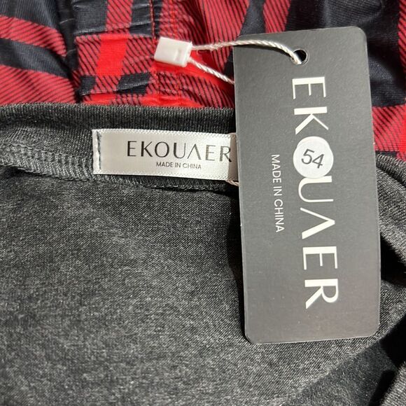 Ekouaer Gray and Red Moose print pajama set Men's Extra large NWT Gray and white - Picture 13 of 15